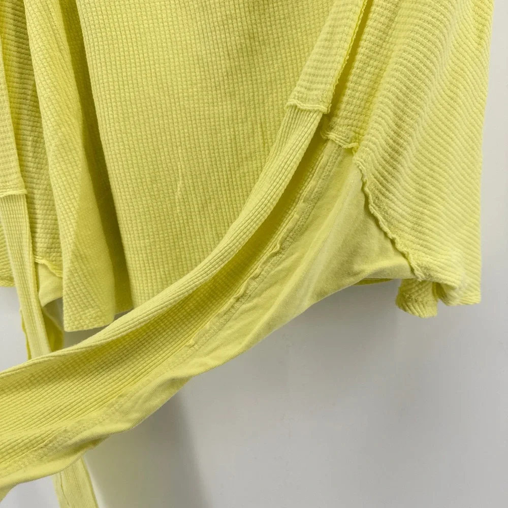 Free People Microphone Drop Lemon Grass‎ Yellow Thermal Top Waffle Knit Medium